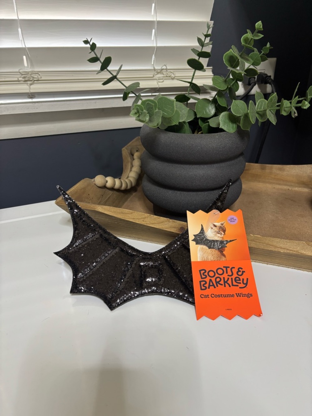 NWT Boots & Barkley Glittery Black Cat Wings Costume Most Felines Bat Dress Up